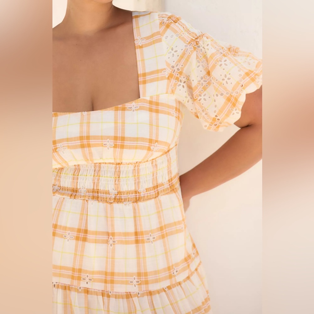 Puff-Sleeve Eyelet Midi Dress - Picture 6 of 15